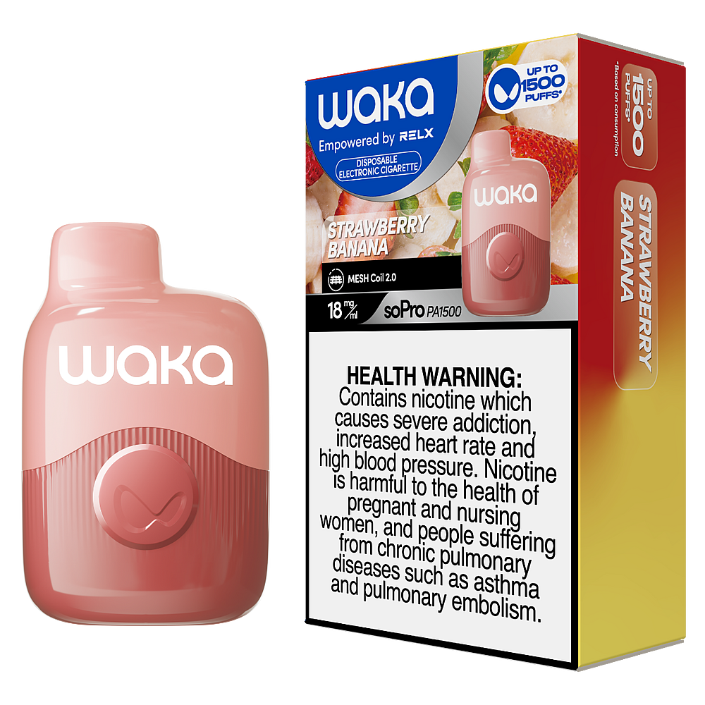 Relx Waka soPro PA1500 - Strawberry Banana - 18mg/ml 1500 Puffs