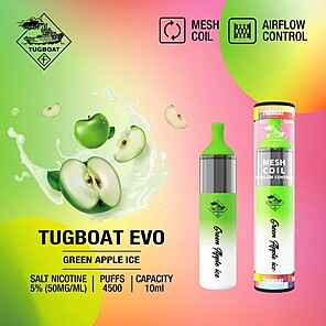Tugboat EVO Vape - Green Apple Ice - 50mg/ml 4500 Puffs